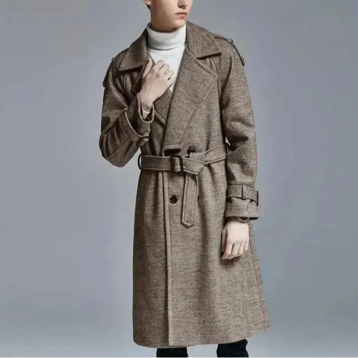 Christopher Mosley Long Wool Double Breasted Trench Coat