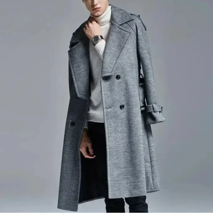 Christopher Mosley Long Wool Double Breasted Trench Coat