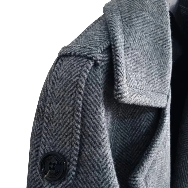 Christopher Mosley Long Wool Double Breasted Trench Coat