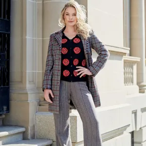 CINQUEFOIL Plaid Embroidered Coat