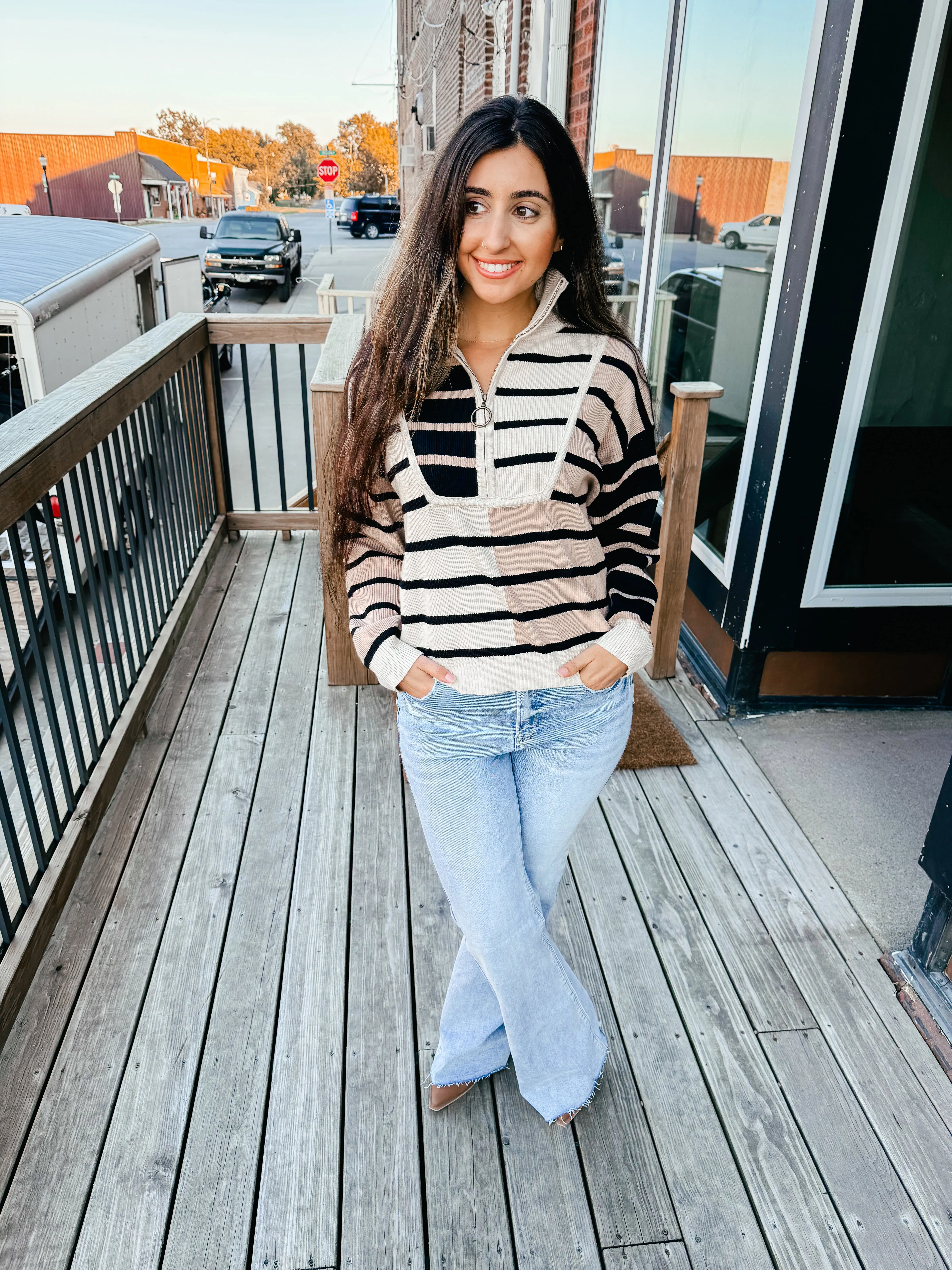 Clare- Striped Color Block Sweater