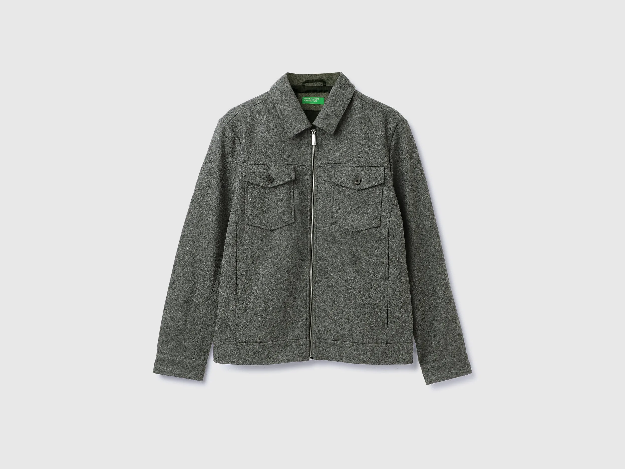 Collared Solid Zipper Jacket