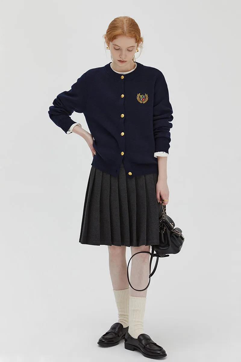College Style Wool Knit Cardigan