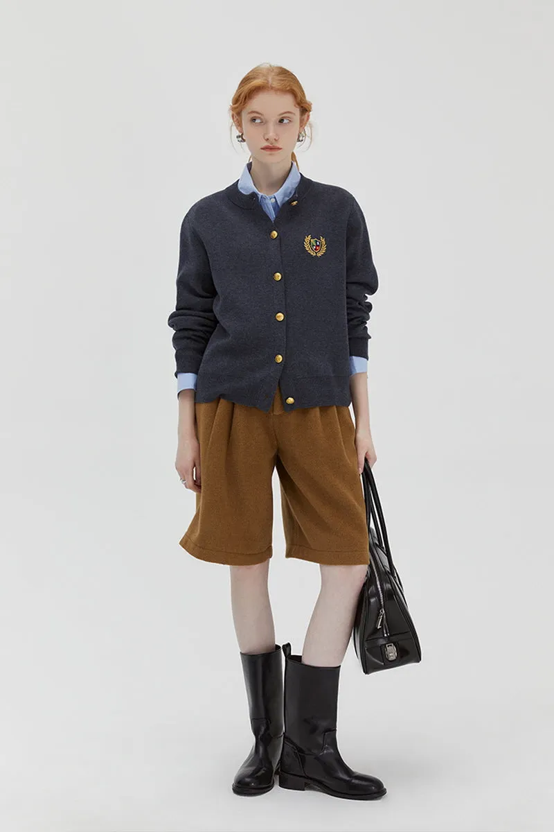 College Style Wool Knit Cardigan