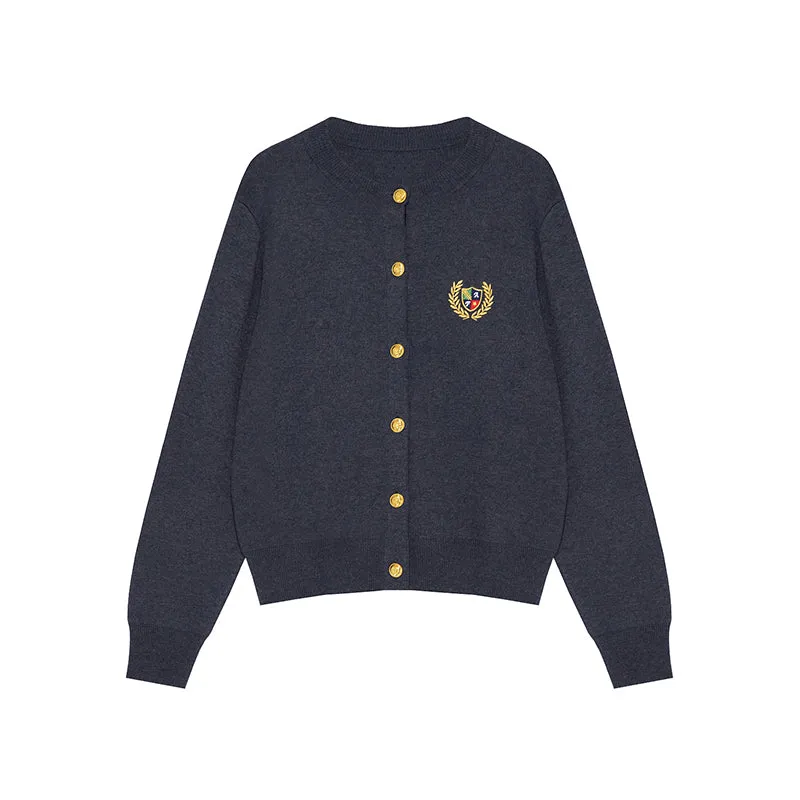 College Style Wool Knit Cardigan