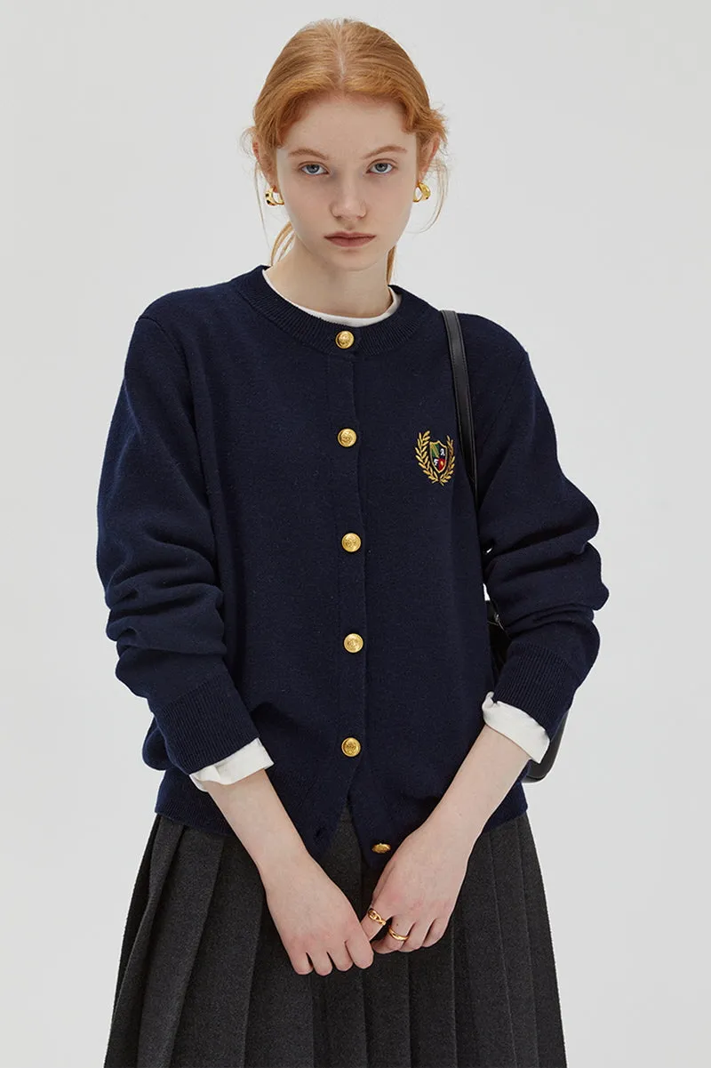College Style Wool Knit Cardigan