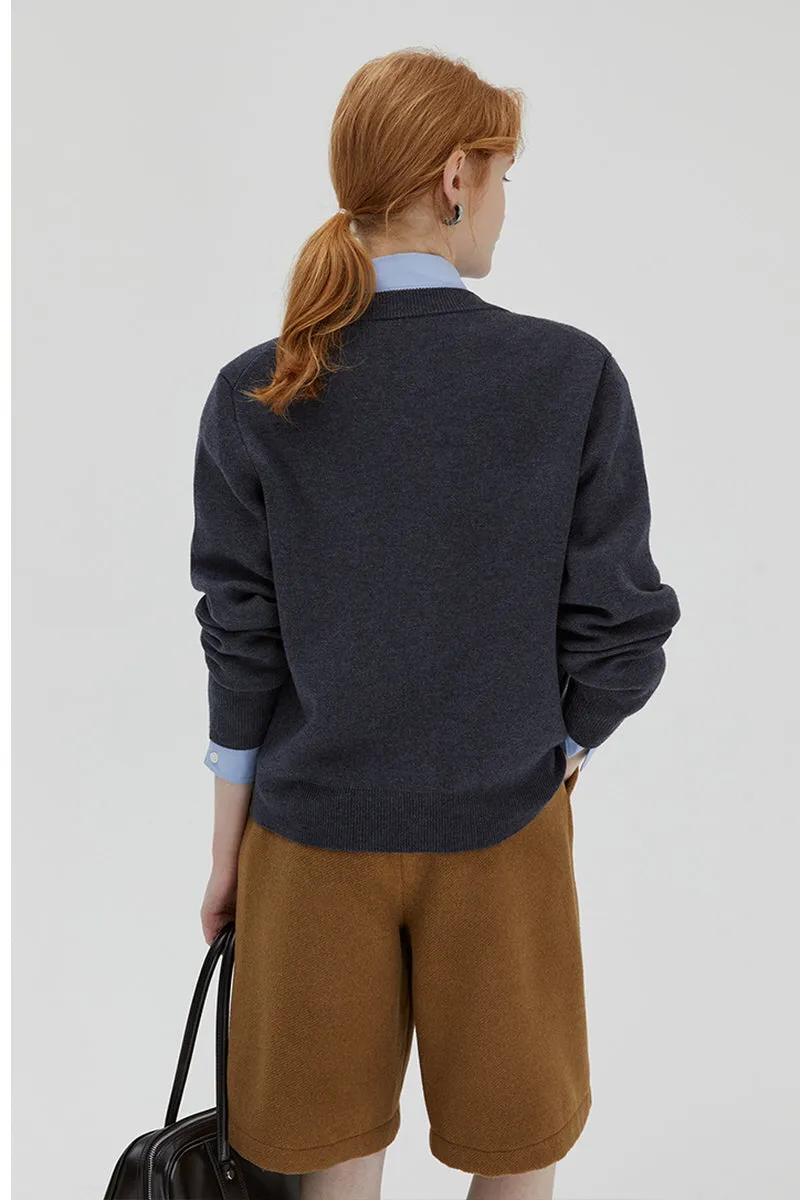 College Style Wool Knit Cardigan