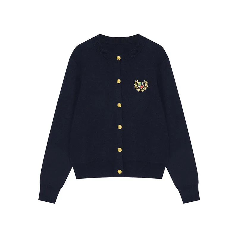 College Style Wool Knit Cardigan