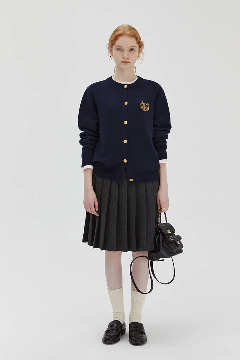 College Style Wool Knit Cardigan