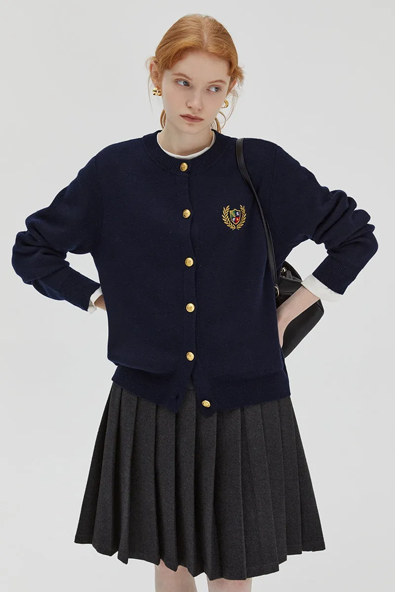 College Style Wool Knit Cardigan