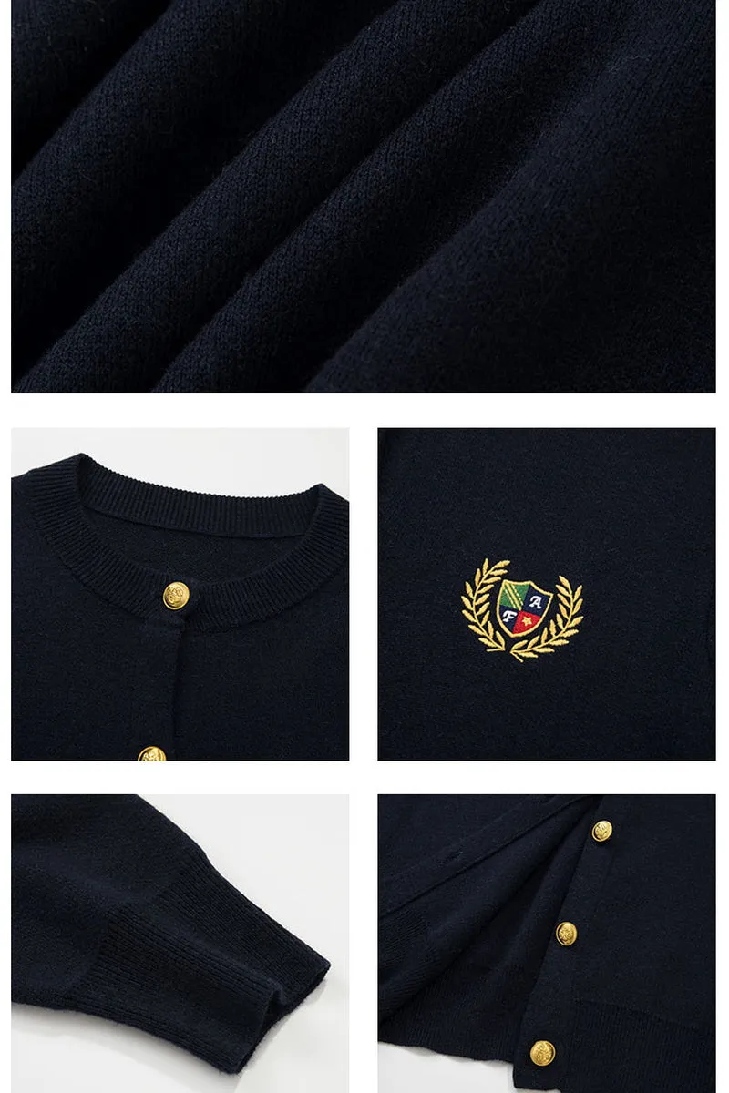 College Style Wool Knit Cardigan