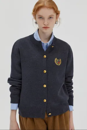 College Style Wool Knit Cardigan
