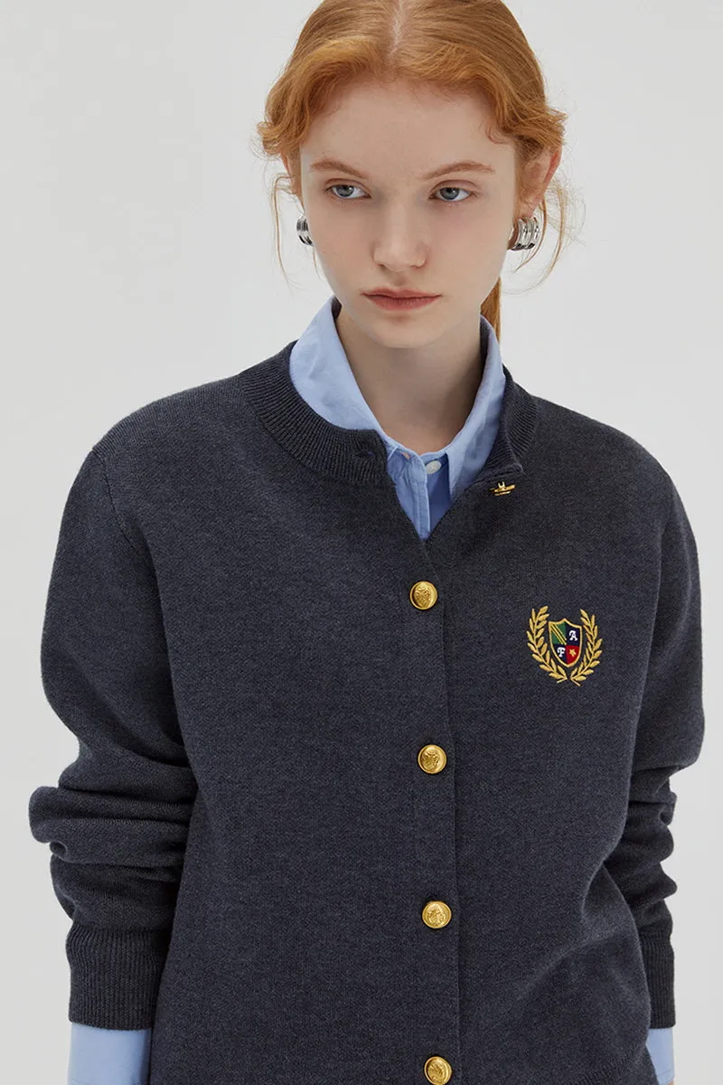 College Style Wool Knit Cardigan