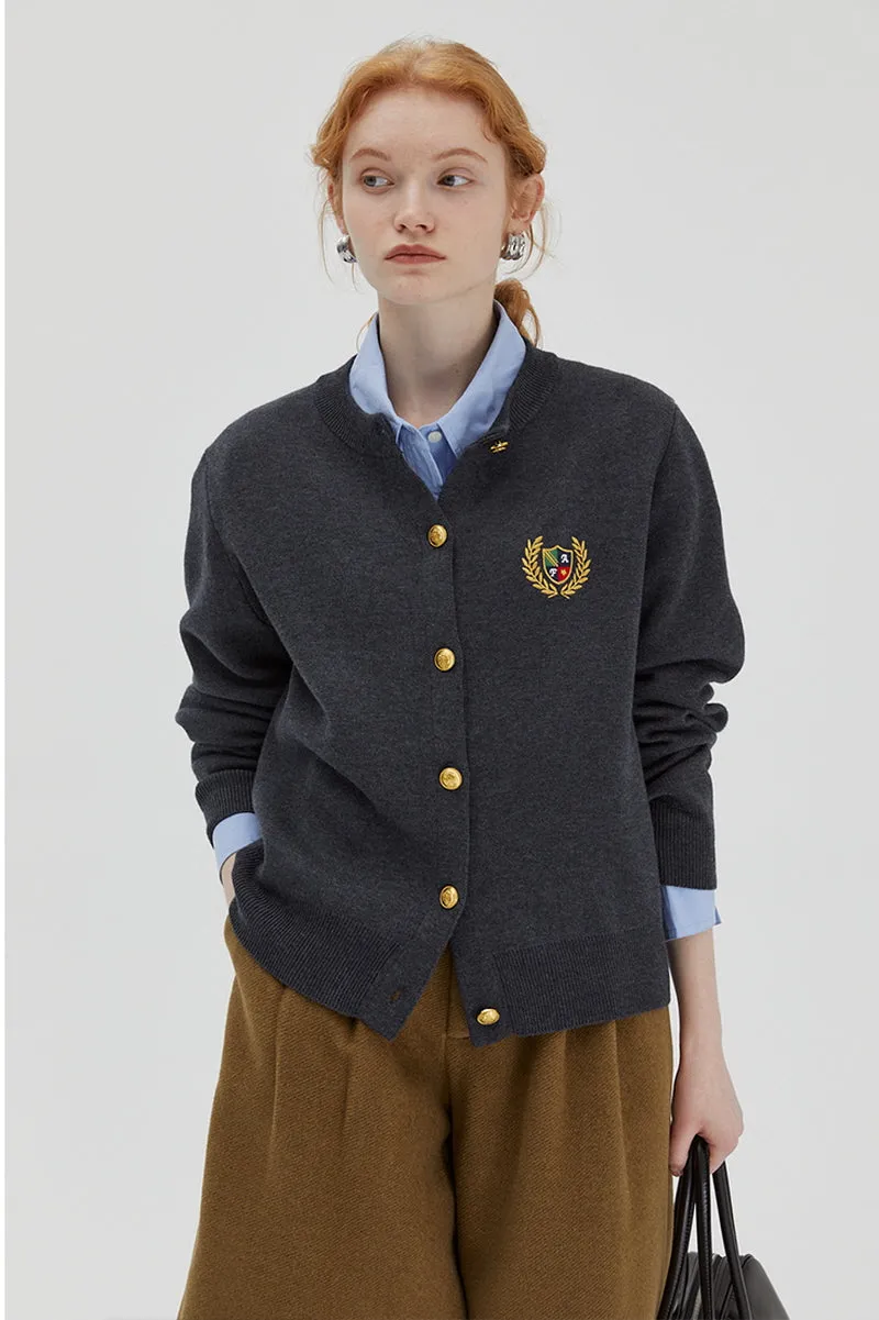 College Style Wool Knit Cardigan
