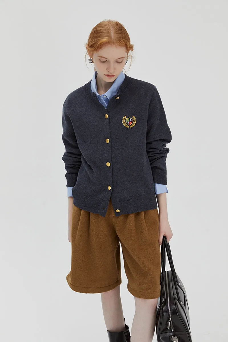 College Style Wool Knit Cardigan