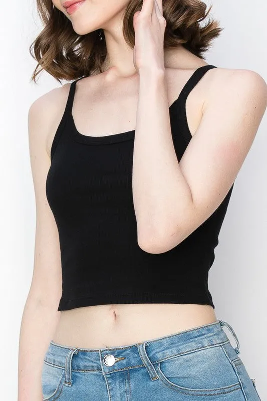Cropped Spaghetti Strap Tank Top – Mini Ribbed Cotton Blend ZTRC228C76 $5Each