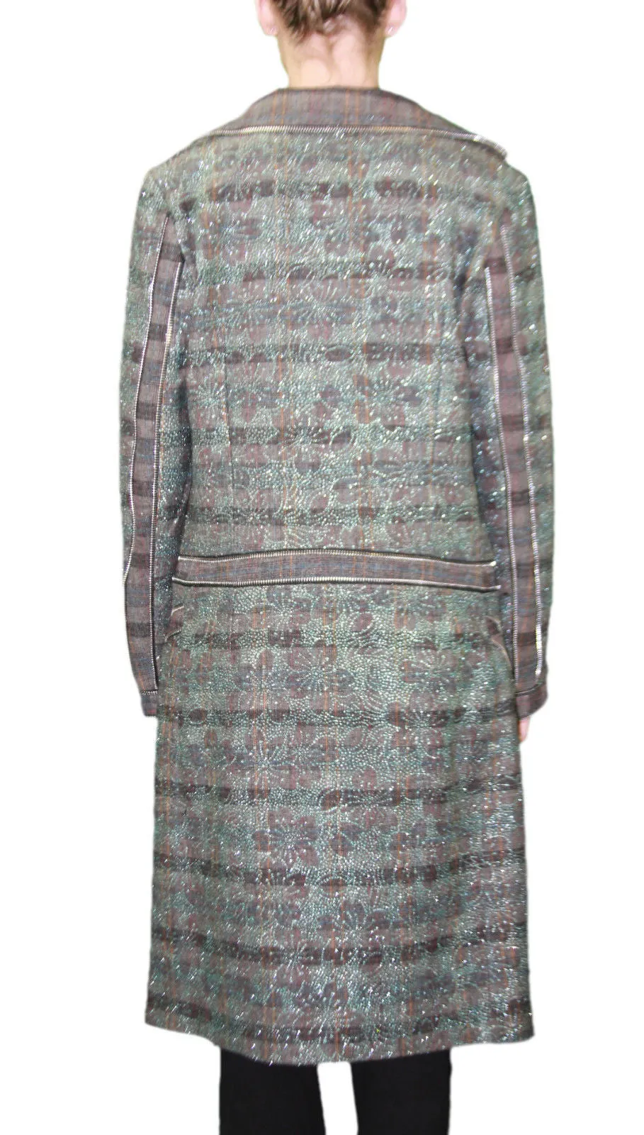 CUSTO BARCELONA Women's Floral Plaid No-Zip Jacket RT592597 $1,331 NWT