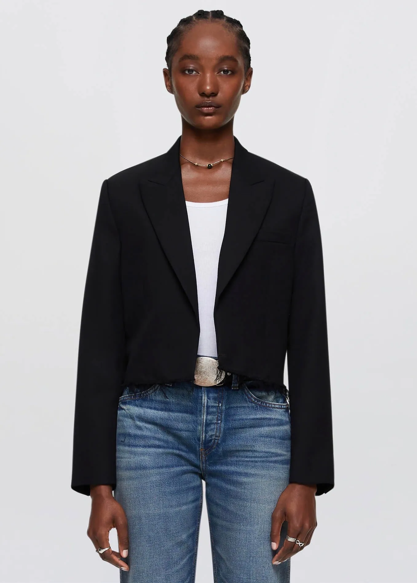 Cutoff Boyfriend Blazer (Black)