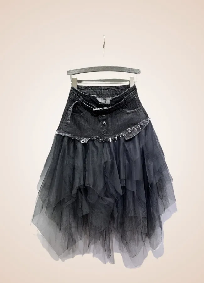 Denim And Tulle Steampunk Skirt