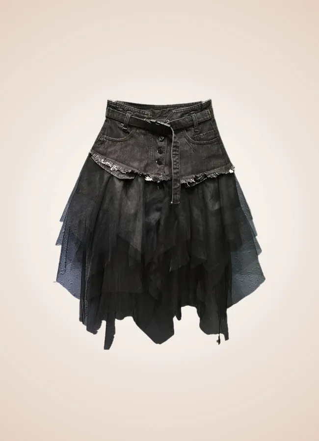 Denim And Tulle Steampunk Skirt