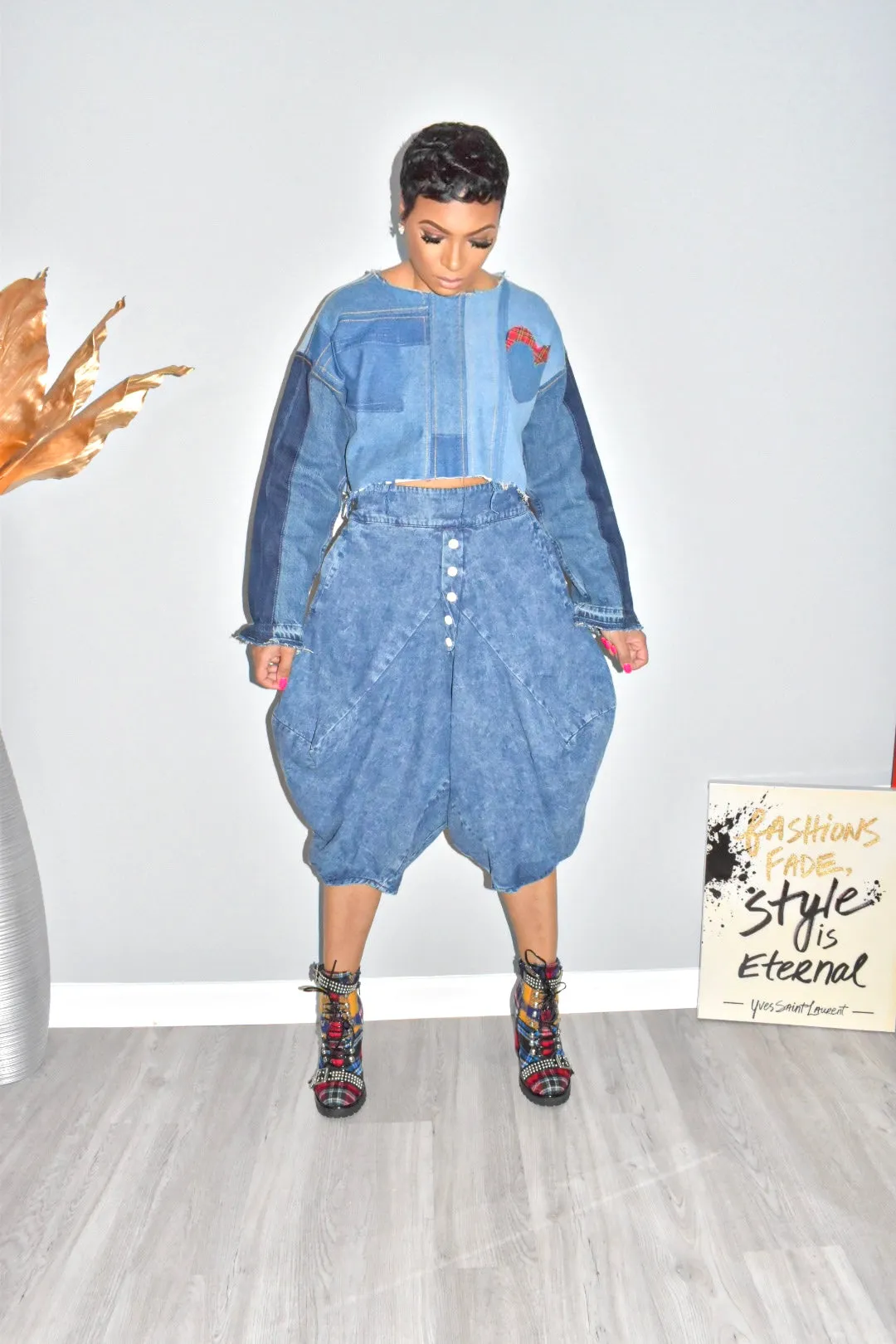 Denim Harem Pants