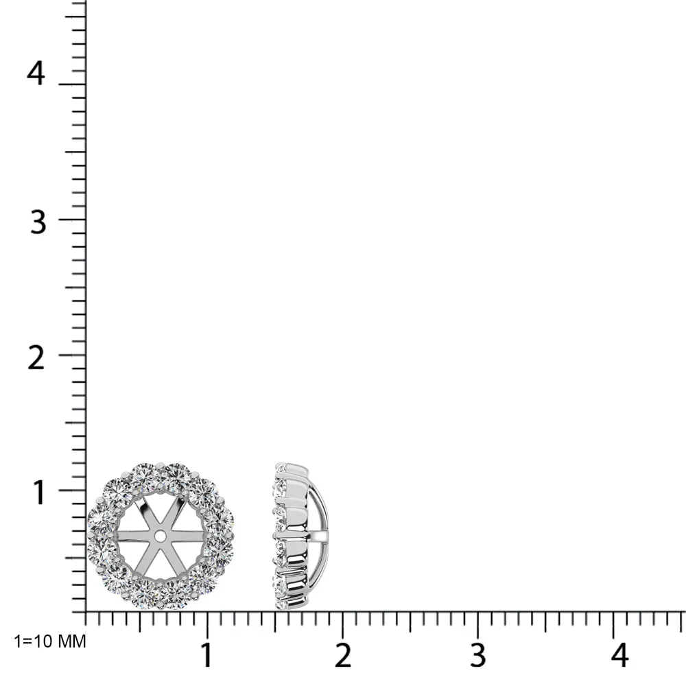 Diamond Earring Jackets - 0.65 Carats Round Cut in 14KT White Gold