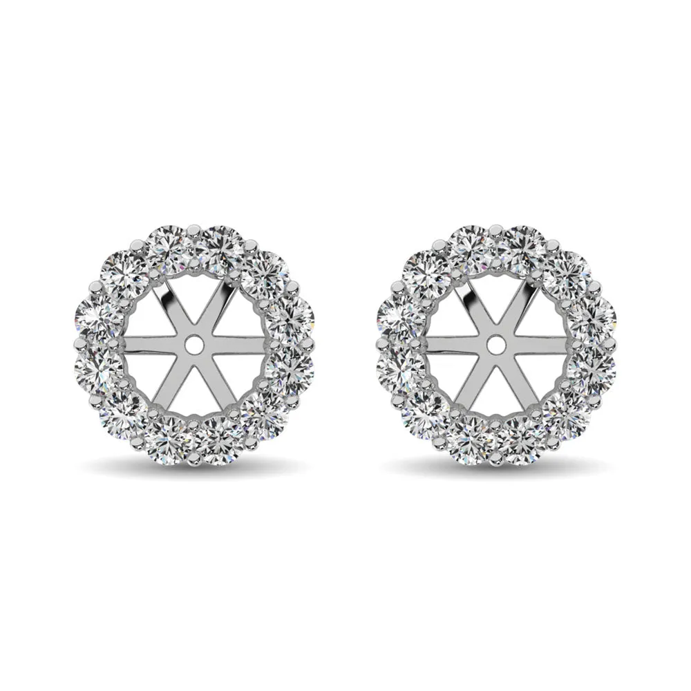 Diamond Earring Jackets - 0.65 Carats Round Cut in 14KT White Gold