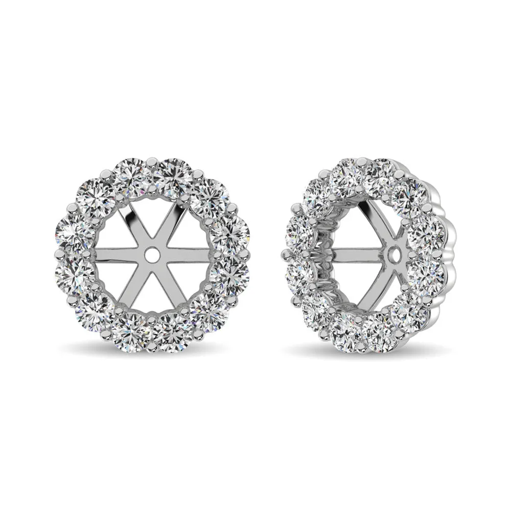 Diamond Earring Jackets - 0.65 Carats Round Cut in 14KT White Gold