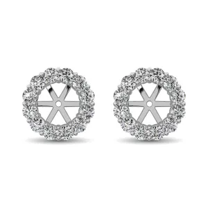 Diamond Earring Jackets - 0.65 Carats Round Cut in 14KT White Gold