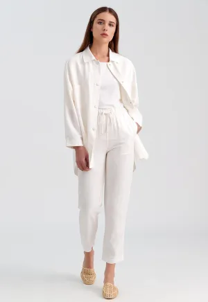 Elasticated Waistband Solid Linen Trouser