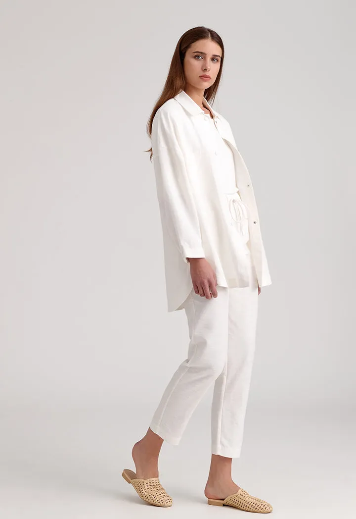 Elasticated Waistband Solid Linen Trouser