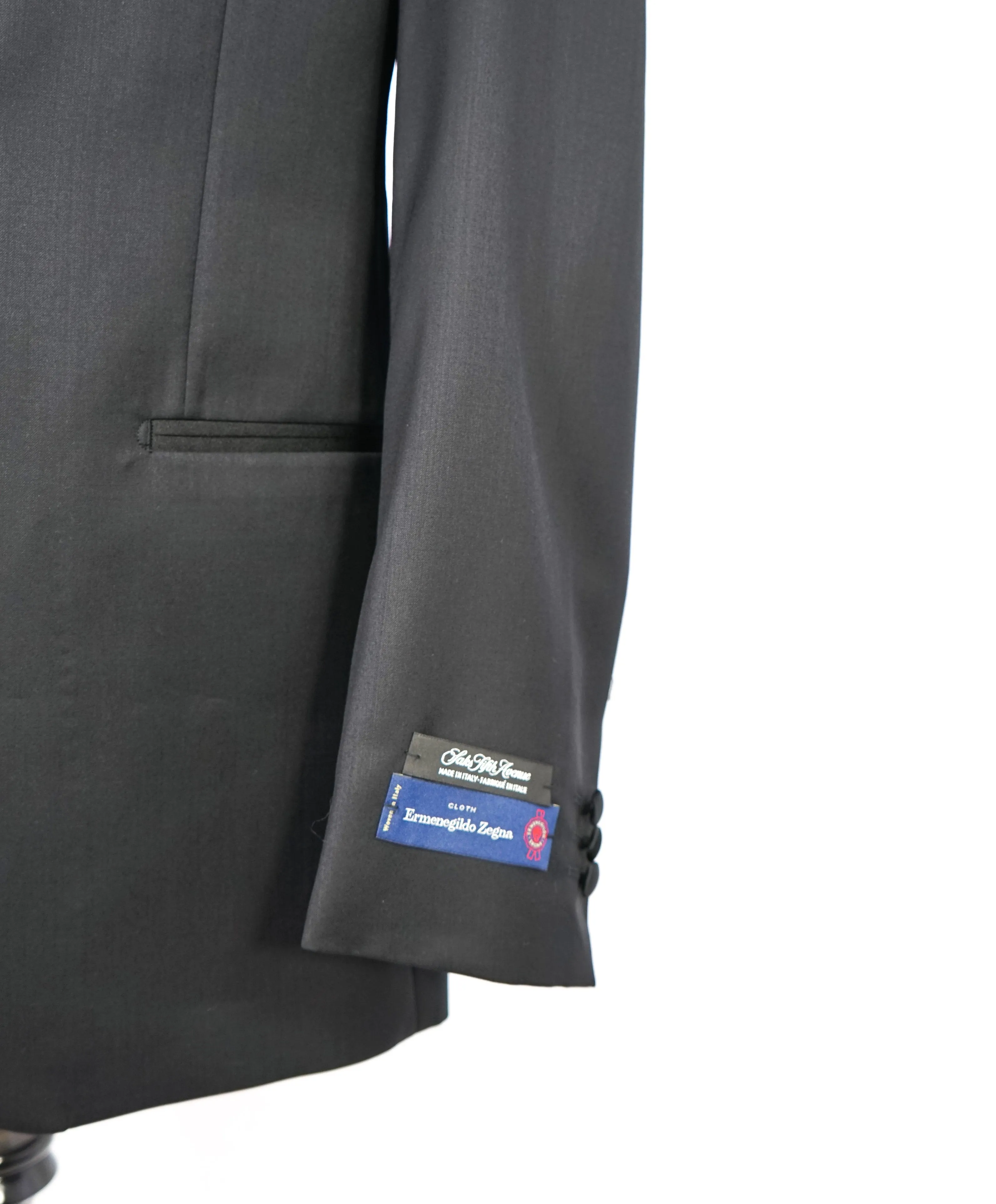 ERMENEGILDO ZEGNA - By SAKS FIFTH AVENUE "SILK" Classic Black Tuxedo Suit - 40L