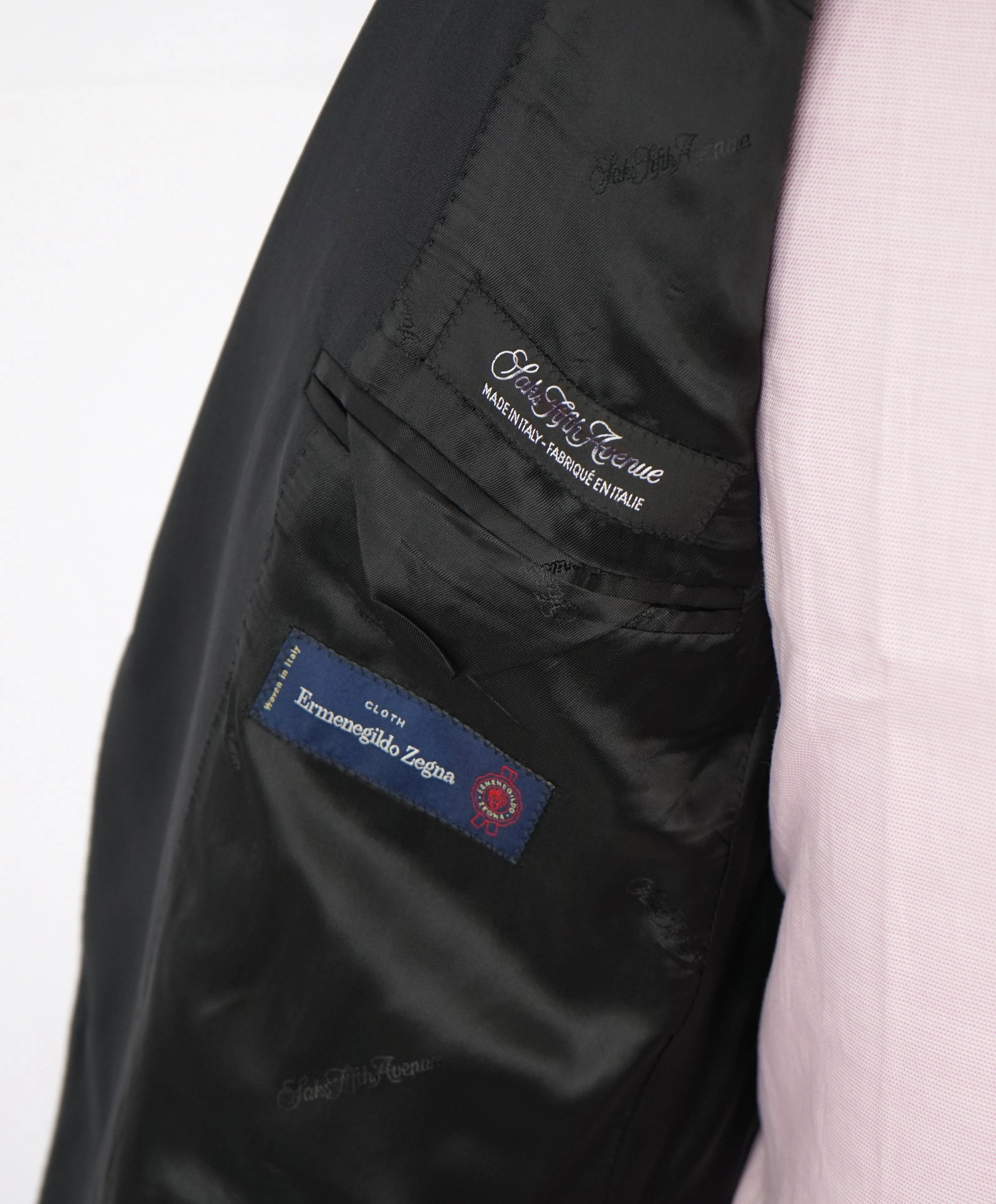 ERMENEGILDO ZEGNA - By SAKS FIFTH AVENUE SILK BLEND "Classic" Black Suit - 48R
