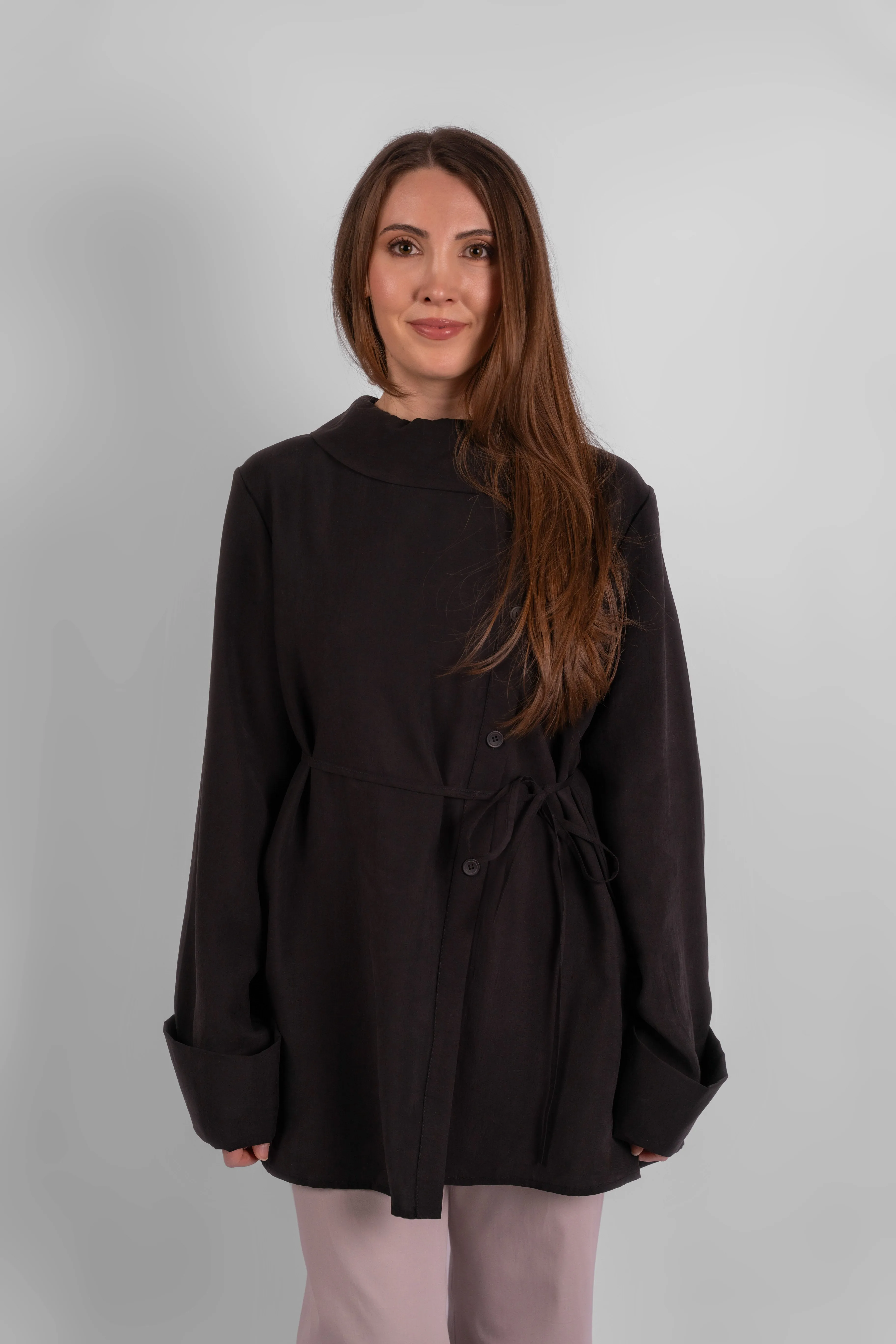 Exclusive Asymmetric Blouse - Black