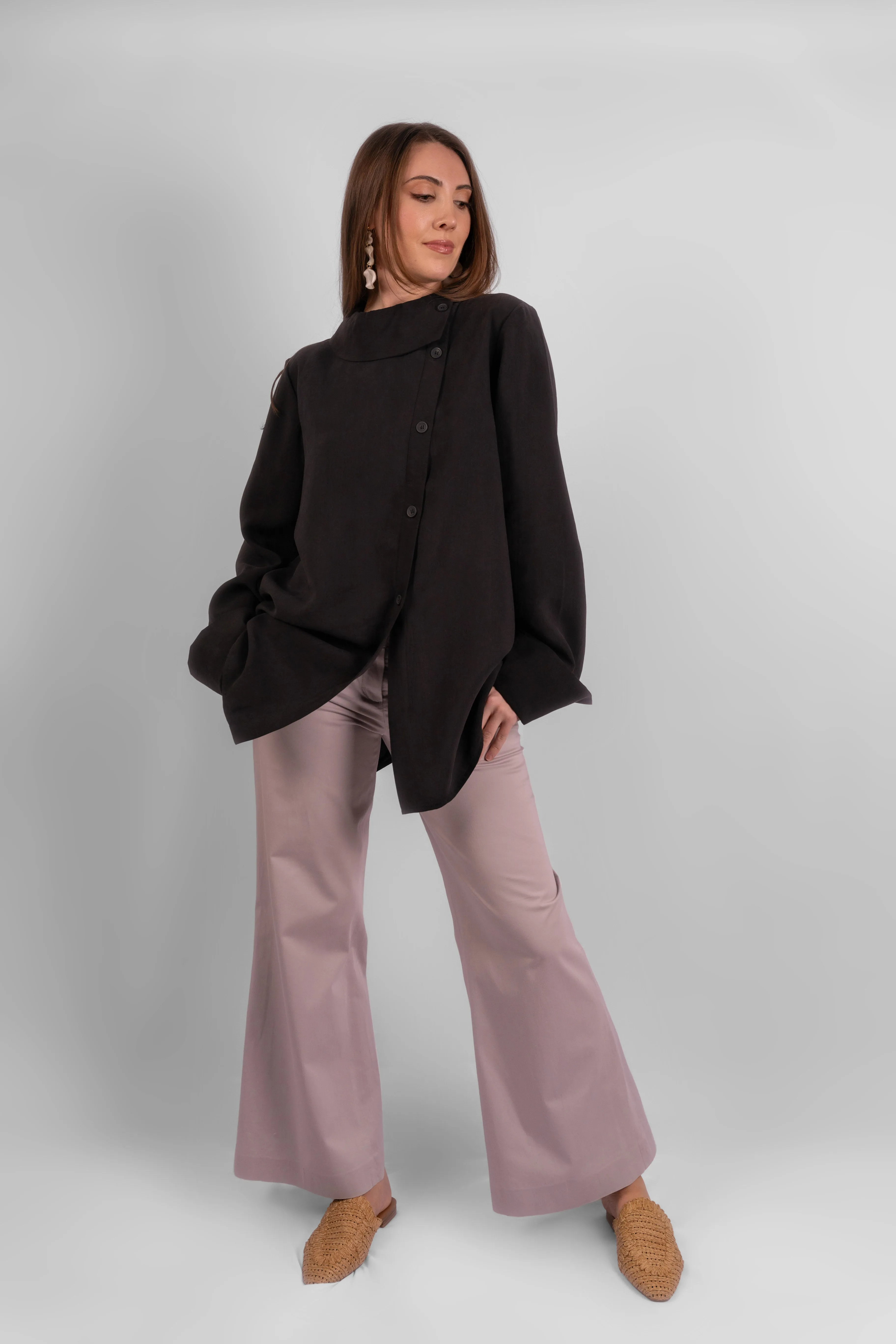Exclusive Asymmetric Blouse - Black