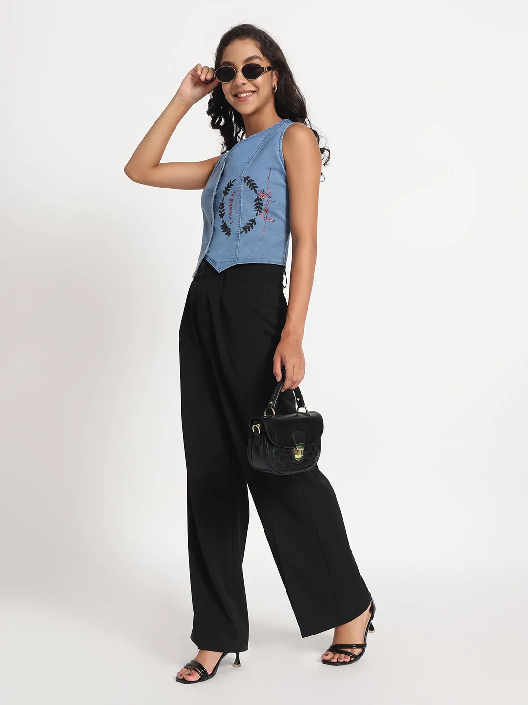 Faithful Elegance Buttoned Denim Vest Top