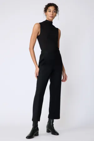Felted Jersey Angle Seam Crop Pant - Black