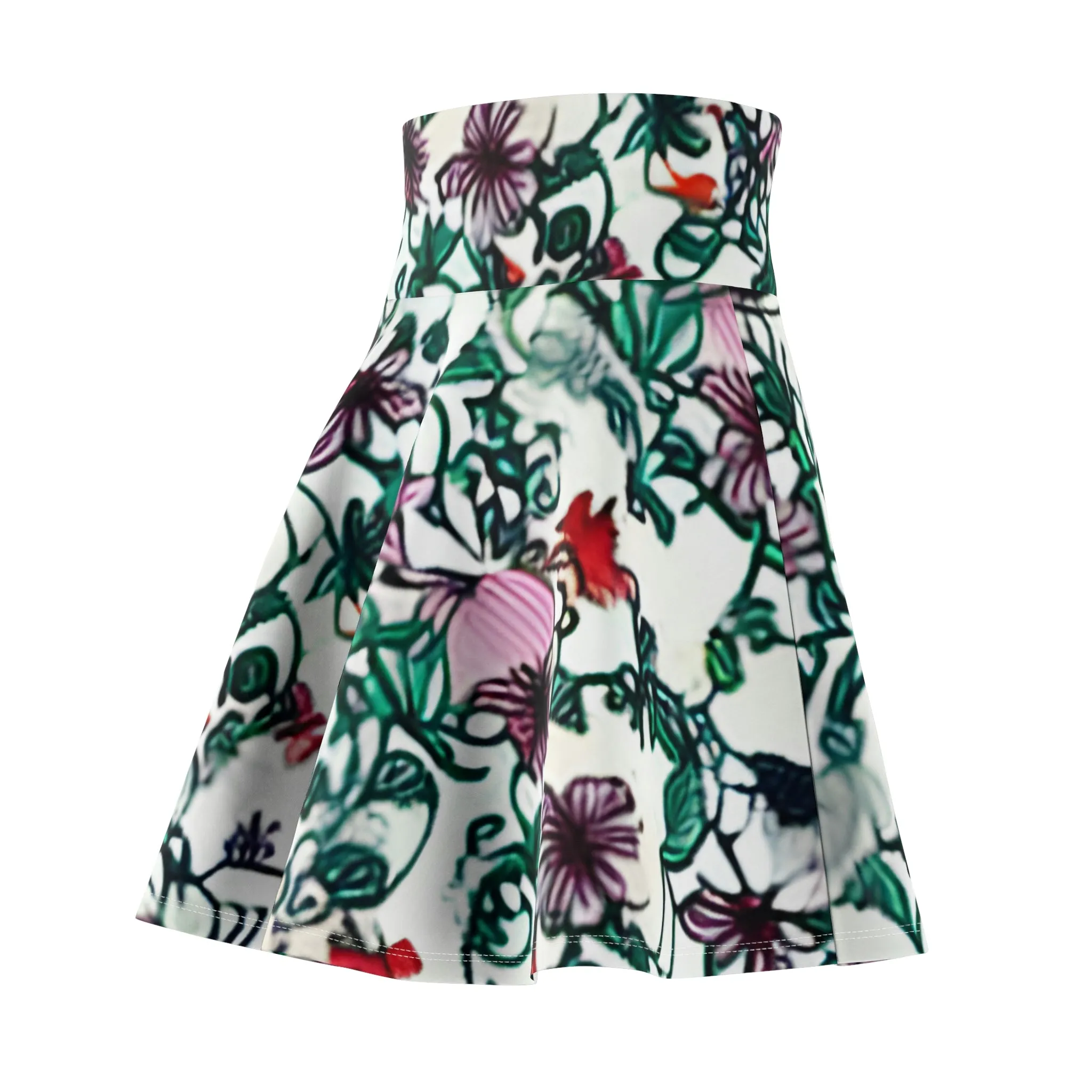 Floral Bliss: White Skirt with Vibrant Blossoms