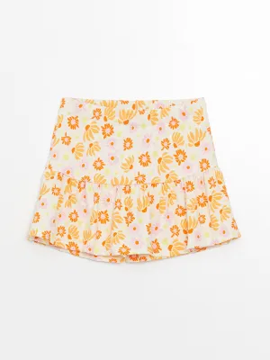 Floral Girls Short Skirt with Elastic Waist