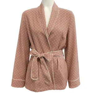 Frame Almondine Multi Polka Dot Belted Cady Smoking Jacket