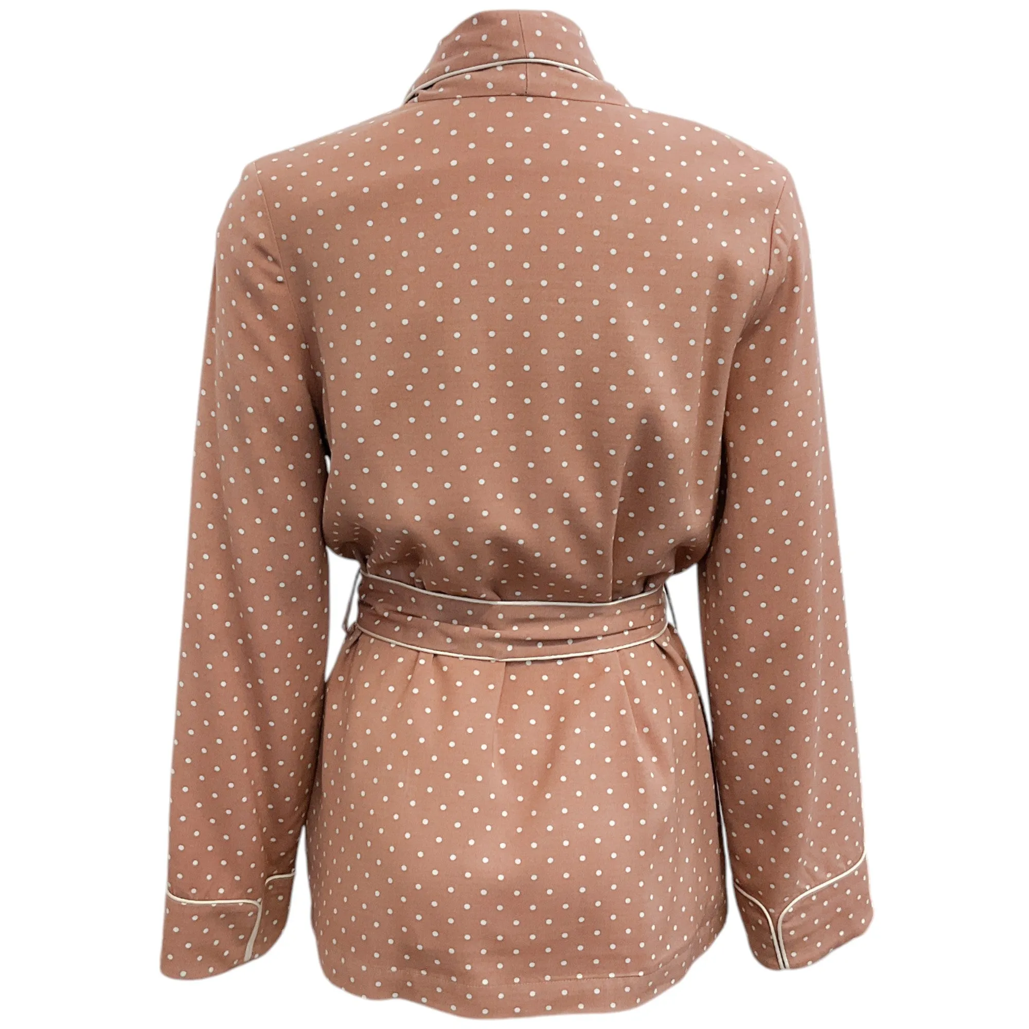 Frame Almondine Multi Polka Dot Belted Cady Smoking Jacket