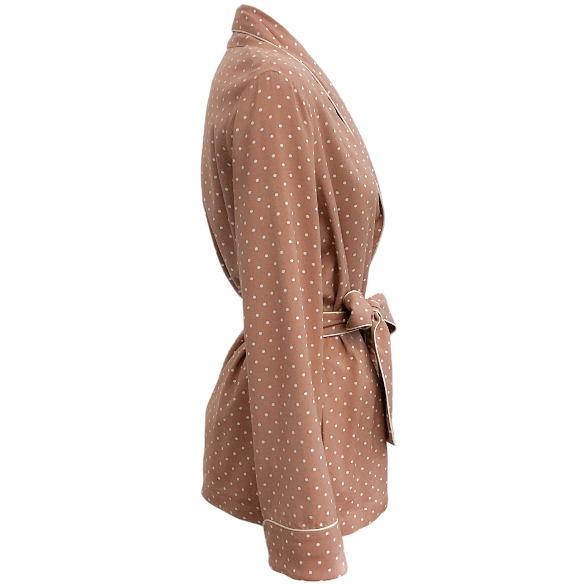 Frame Almondine Multi Polka Dot Belted Cady Smoking Jacket
