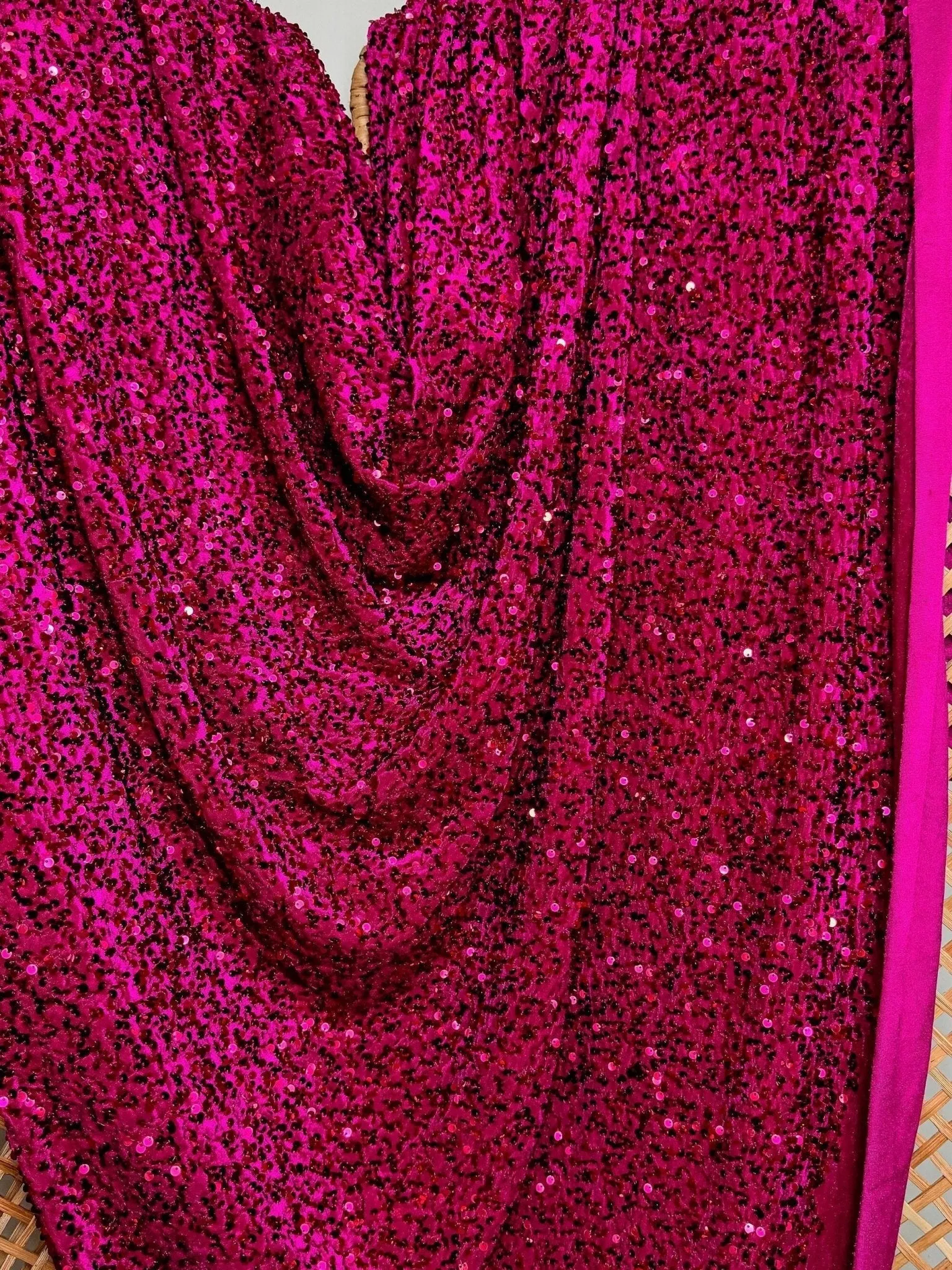 Fuchsia Sequin on Velvet Fabric