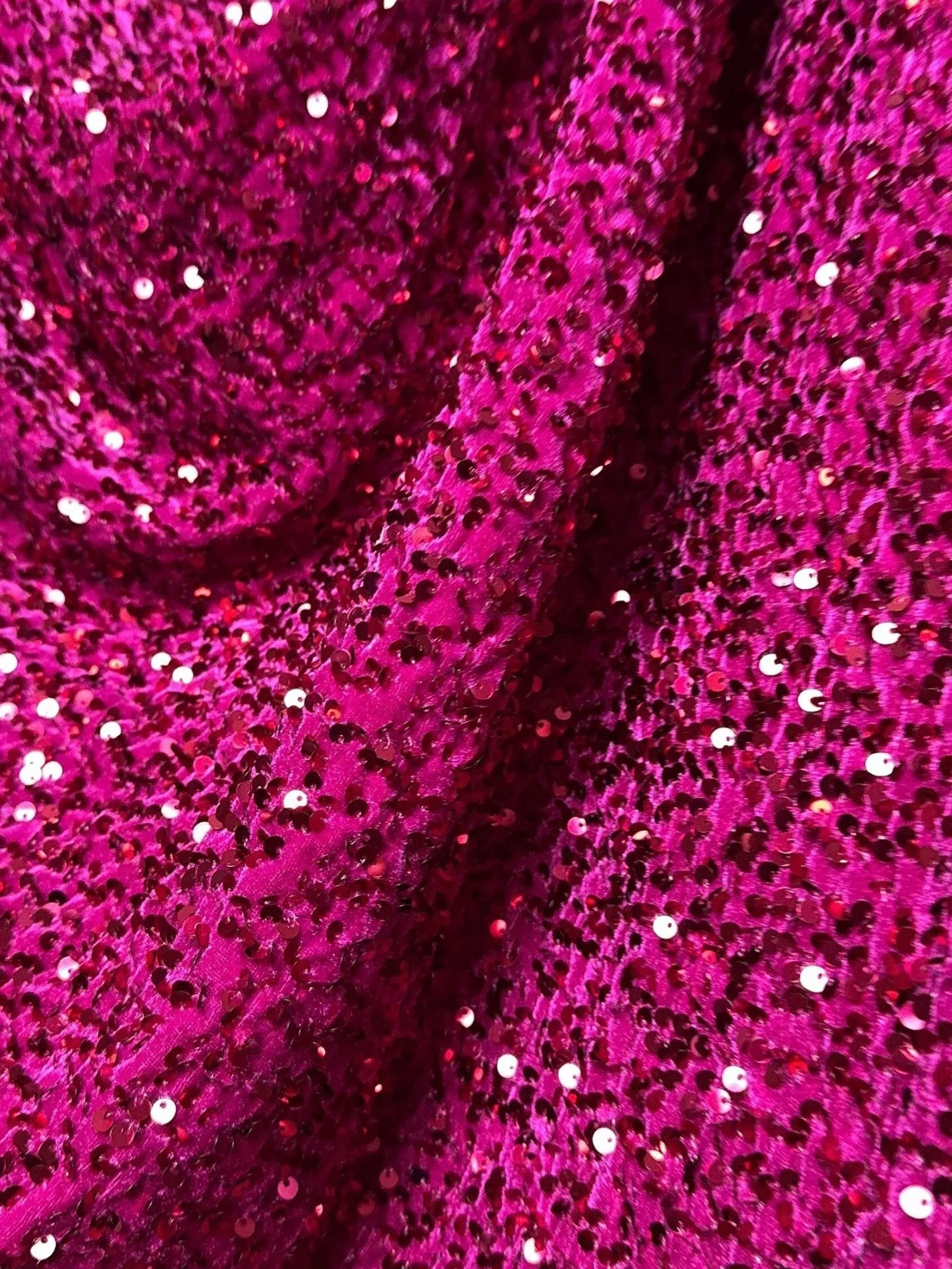 Fuchsia Sequin on Velvet Fabric
