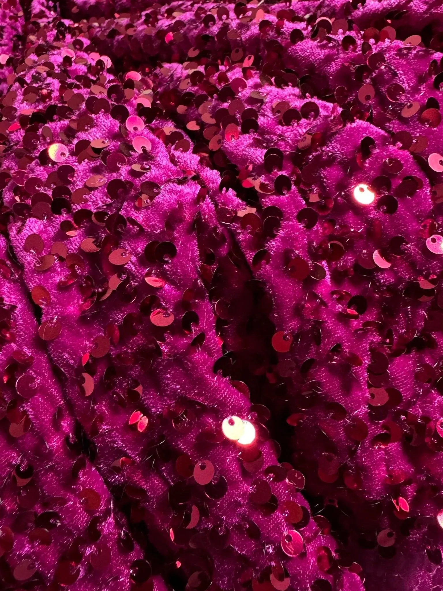 Fuchsia Sequin on Velvet Fabric