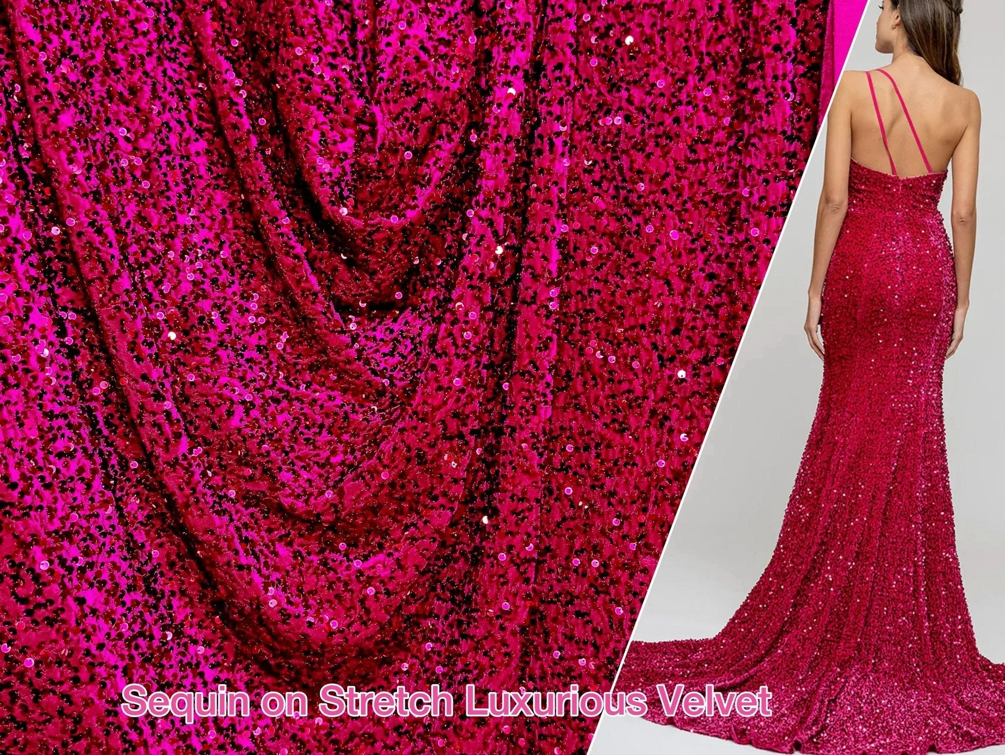 Fuchsia Sequin on Velvet Fabric