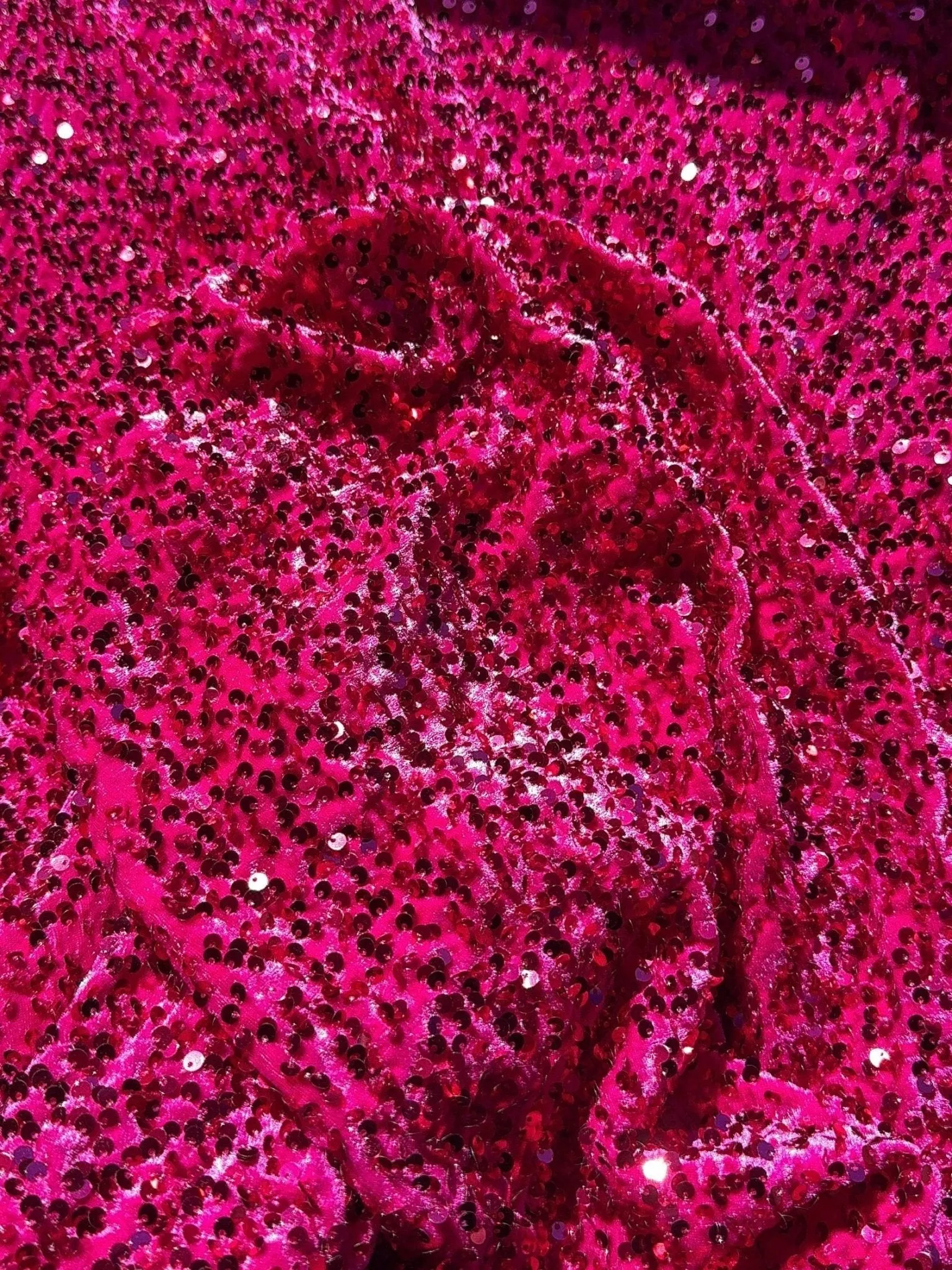 Fuchsia Sequin on Velvet Fabric