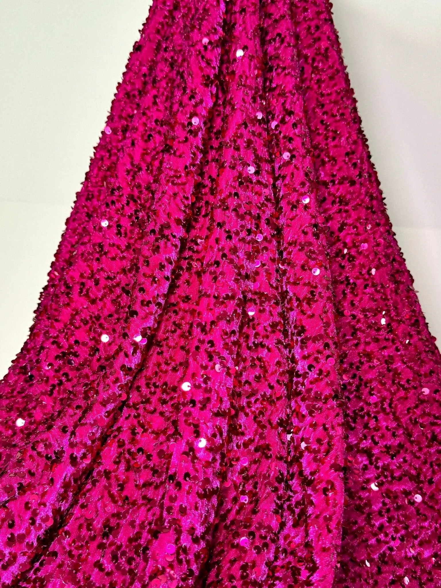Fuchsia Sequin on Velvet Fabric