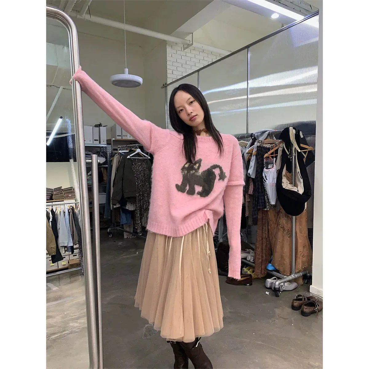 Furry Graphic Sweater