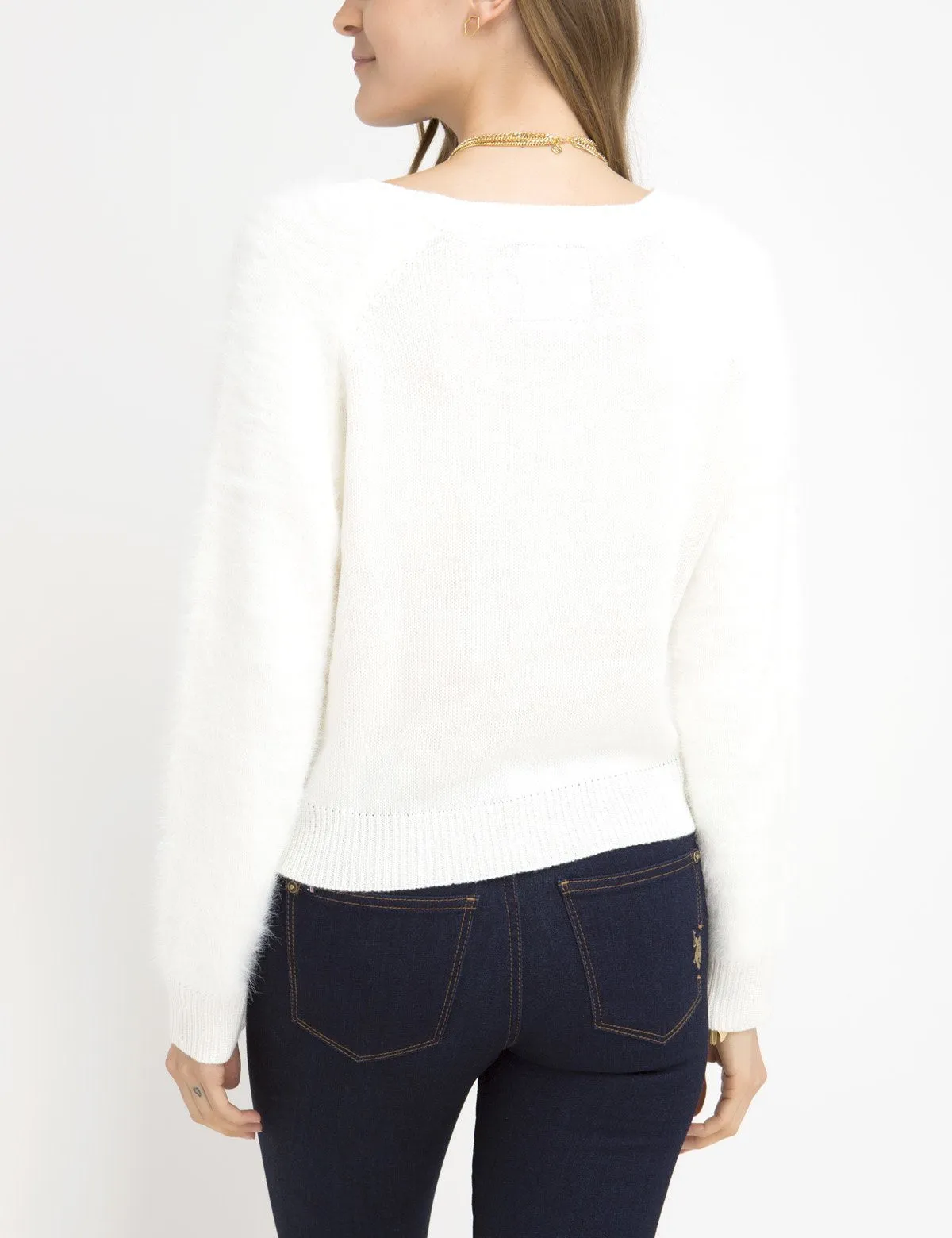 FUZZY MIXED STITCH SWEATER